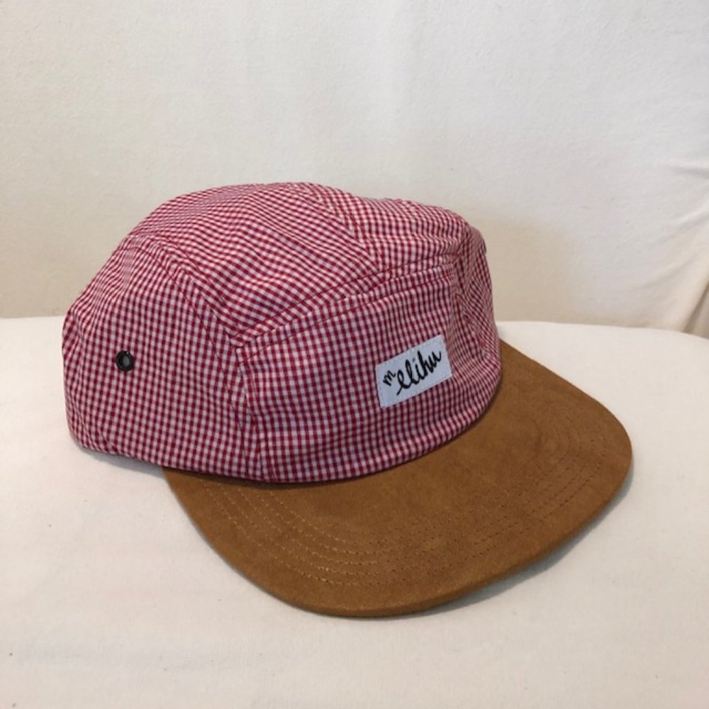 New Red Gingham 5 Panel Hat - Similar to Supreme